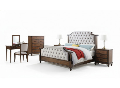 Schlofdësch Design 6 Deeler Schlofzëmmer Komplett Set, Bett, Nuetsdësch, Kommod, Nei