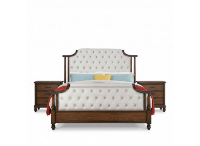 Bett 2x Nuetsdësch 3-Teile-Schlofzëmmer Set Better nei Luxus Chesterfield 180x200