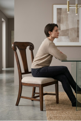 Luxus Design Polstersëtz Stull Stiller Sëtz Iesszëmmer Holz Textil Sëtzfauteuil Echt Holz Nei