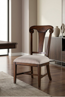 Luxus Design Polstersëtz Stull Stiller Sëtz Iesszëmmer Holz Textil Sëtzfauteuil Echt Holz Nei