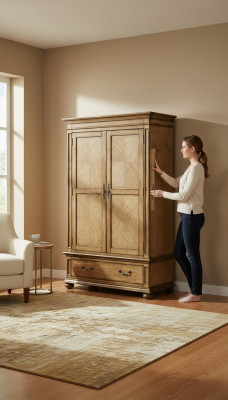 Designer Schlofzëmmer Schaf, Glas Schief, Mauer Kleeder, Luxus Holz Landhaus.