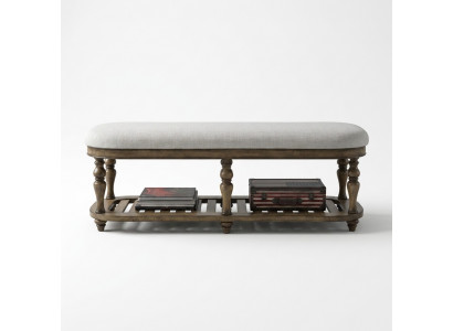 Hocker Klassesch Bäistellhocker Ottoman Couch Lieder Stoff Textil Holz Fousshocker