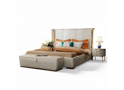 Duebelbett Klassesch Bett Designer Polster Better Gestell Textil Lieder Wäiss