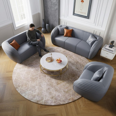 Luxus Sofagarnitur 322 Sëtzer mat Miwwel Couch Ledersofa Textil Grupp Sofas Set
