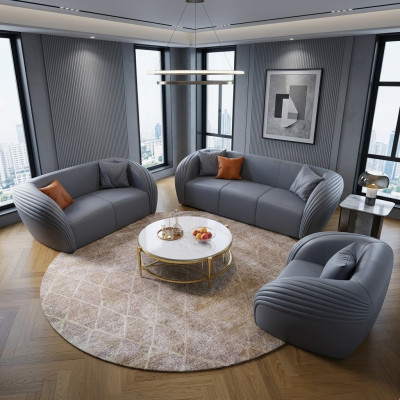 Luxus Sofagarnitur 322 Sëtzer mat Miwwel Couch Ledersofa Textil Grupp Sofas Set