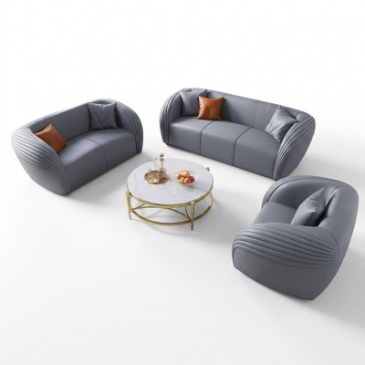 Luxus Sofagarnitur 322 Sëtzer mat Miwwel Couch Ledersofa Textil Grupp Sofas Set