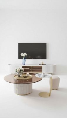Couchtisch Sideboard zwee Stéck Led Wunnzëmmer Beluecht Miwwelen Dësch