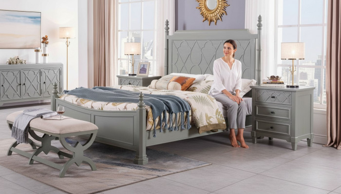 Klassesch Bed 2x Nuetsschrëff 3tlg. Schlofzëmmer Set Better nei Luxus 150x200 Nei