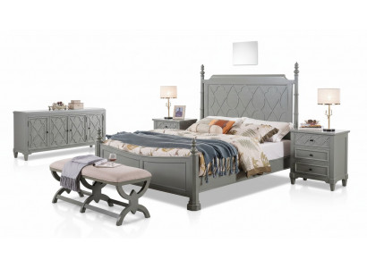 Klassesch Bed 2x Nuetsschrëff 3tlg. Schlofzëmmer Set Better nei Luxus 150x200 Nei