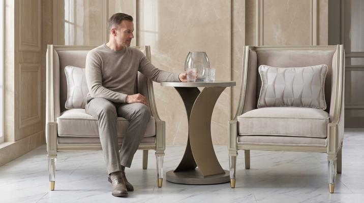 Couchtisch Dëscher Designer Niewendësch Edelstahl modern Dësch Couchtischen