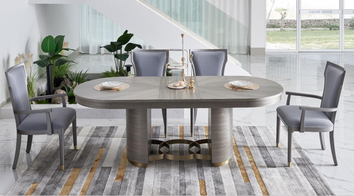 Design Iessdësch Holz Steen Dësch Modern Iessdëscher Miwwelen 221x95 Dëscher