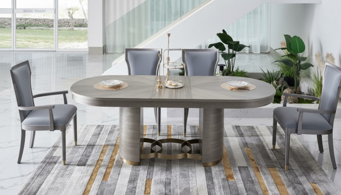 Stull Designer Set Sëtz Polster Luxus Miwwelen Lehn Still Holz Iesszëmmer