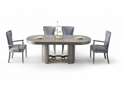 Stull Designer Set Sëtz Polster Luxus Miwwelen Lehn Still Holz Iesszëmmer