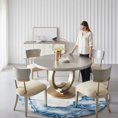 Design Ronn Dësch 4x Still Iesszëmmer Sëtz Ronn Dëscher Garnitur Holz