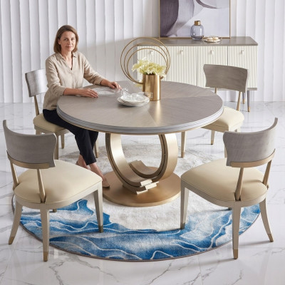 Designer Iessdësch Luxus Iesszëmmer Dëscher, Polster, Holz, Edelstol Dësch, Ronn.