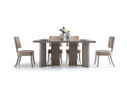 Designer Miwwelen Holz Dësch Sëtz Iess Zëmmer 6x Still 7-Deeler. Set Garnitur Nei
