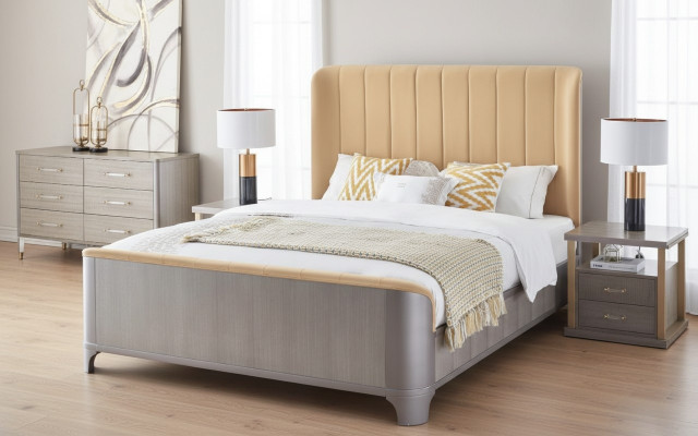 Bett Nuetsdësch 4-deelech Schlofzëmmer Set Design Modern Luxus Better Grupp Lieder