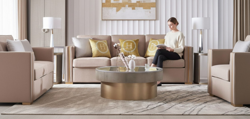 Modernen Dësch Couchtisch Bäistelltisch Sofa Design Wunnzëmmer Edelstol