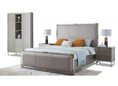 Bett Nuetsdësch Kommode 4 Stk. Schlofzëmmer Deko Set Design Modern Luxus