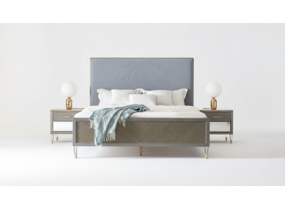 Bett 2x Nuetsdësch 3 Stéck Schlofzëmmer Set Design Deko Modern Luxus Better