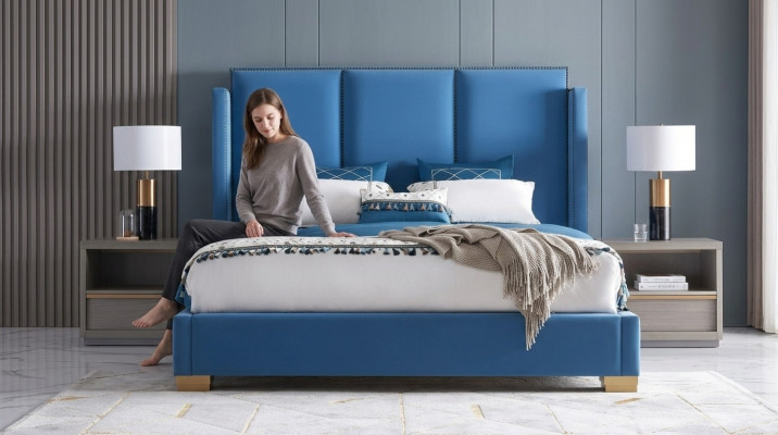 Bett Lieder 2x Nuetsdësch 3-tellegt Schlofzëmmer Set Miwwelen Modern Luxus