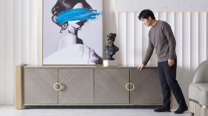 Kommod Designer Sideboard Schaf Deko Wunnzëmmer Regal