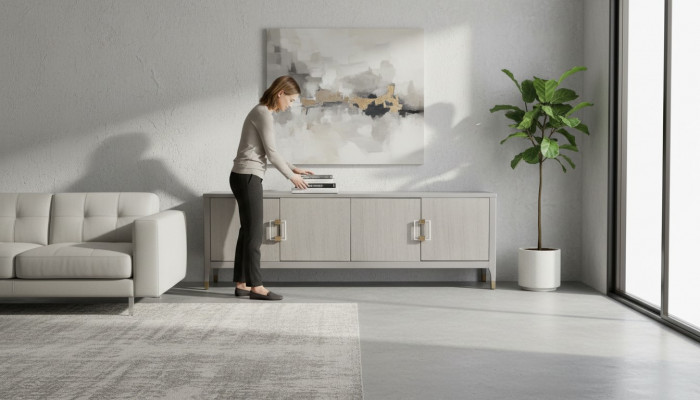 Regaler Wunnwand RTV Sideboard Vitirinnen Schaf Sall Regal Niddrëg