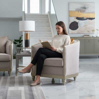 Fotell Design Canapé Sofa Relax Textil Lounge Club Polster Sëtzer Luxus Eenzelsëtz.