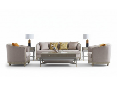 Designer Canapé Sëtz Këssen 3+1+1 Sëtz BeigeTextil Garnitur Sofa Samt Nei
