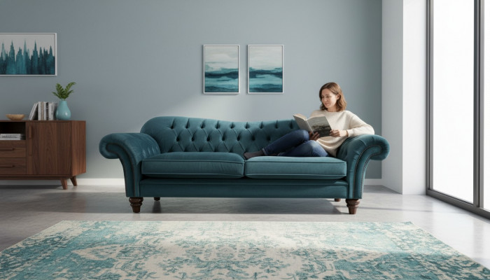 Sofa Luxus Textil Chesterfield Canapéen Sofas Polster Gréisst 3 Sëtz Garnitur