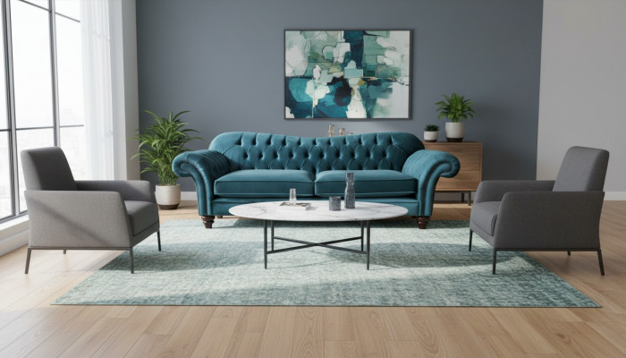 Sofa Luxus Textil Chesterfield Canapéen Sofas Polster Gréisst 3 Sëtz Garnitur