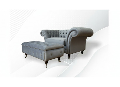 Design Chesterfield Stoff Couch Still 1,5-Sëtz Polster Sofas Lounge Club Nei