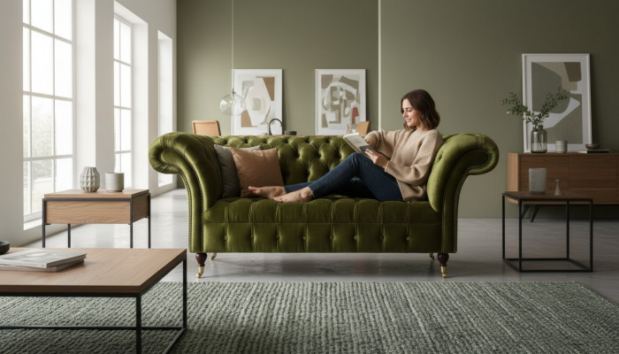 Canapé Zweesëtzer 2 Sëtzer Klassesch Polster Nei Couchen Chesterfield Sofa Nei
