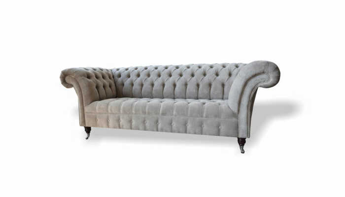 Sofa 3 Sëtzer Wunnlandschaft Sofas Polster Garnitur Stoff Chesterfield