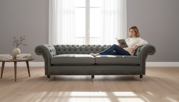 Chesterfield Original Miwwelen 4-Sëtz Couch Polster Sofas Couchen
