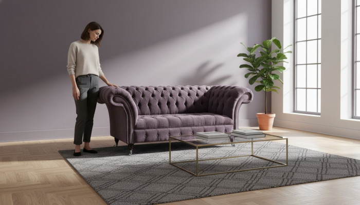 Chesterfield Sofa Canapé Polstersofa Klassesch 2 Sëtz Samt Zweisëtzer