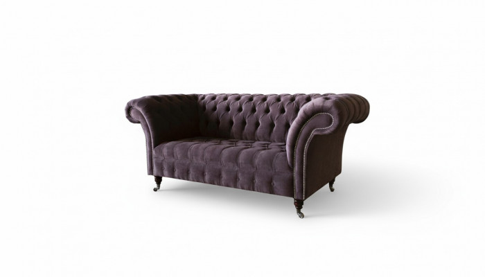 Chesterfield Sofa Canapé Polstersofa Klassesch 2 Sëtz Samt Zweisëtzer