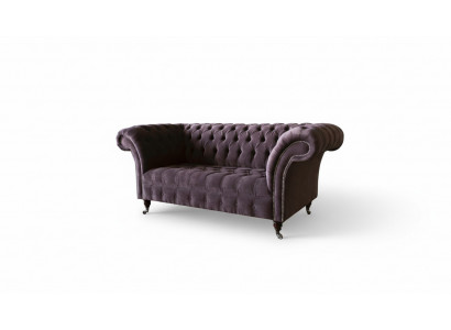 Chesterfield Sofa Canapé Polstersofa Klassesch 2 Sëtz Samt Zweisëtzer