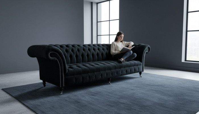 Chesterfield Sofa 4 Sëtzer Grouss Polster Design Couchen Sofas Garnitur