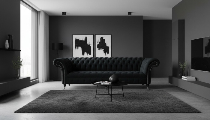 Chesterfield Sofa 4 Sëtzer Grouss Polster Design Couchen Sofas Garnitur