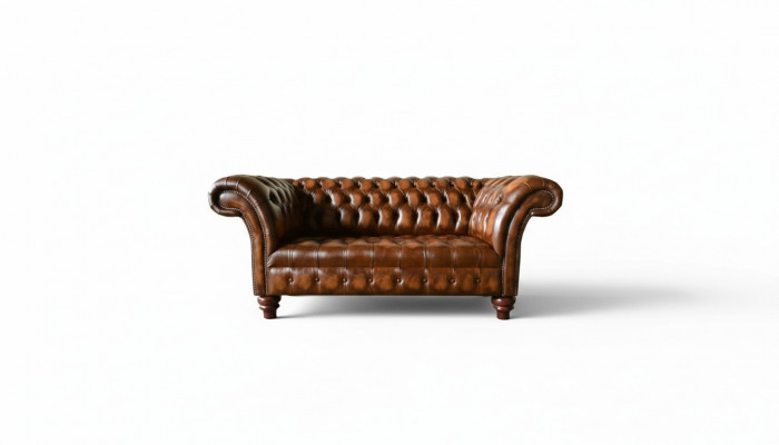 Design Chesterfield Sofa 2 Sëtzer Brong Couch Polster Sofas Wunnzëmmer Sofa Nei