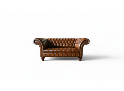 Design Chesterfield Sofa 2 Sëtzer Brong Couch Polster Sofas Wunnzëmmer Sofa Nei