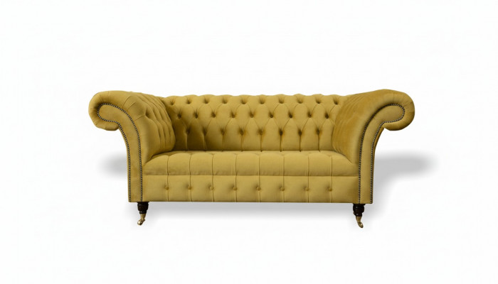 Chesterfield Design Luxus Polster Sofa Couch Sitz Garnitur Textil Giel Nei