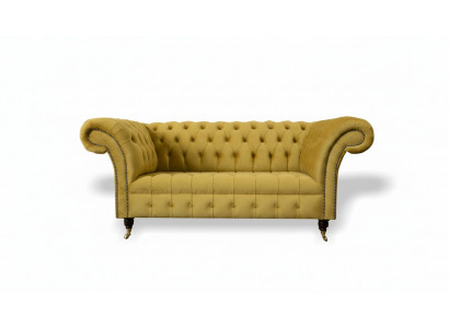 Chesterfield Design Luxus Polster Sofa Couch Sitz Garnitur Textil Giel Nei