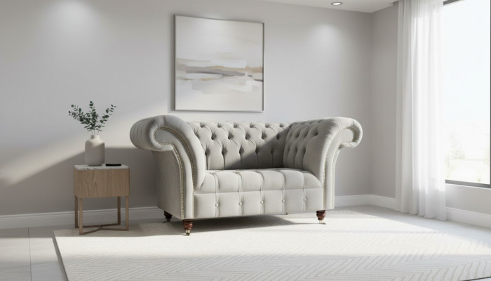 Chesterfield Fauteuil Canapé Këssen Sofa Stoff Canapéen 1,5-Sëtzer Eensëtzer