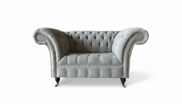 Chesterfield Fauteuil Canapé Këssen Sofa Stoff Canapéen 1,5-Sëtzer Eensëtzer