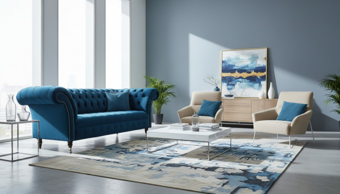 Chesterfield Sofa Sëtz Couch Modern Polster Sëtz Garnitur Textil