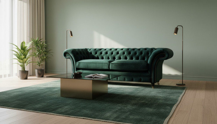 Klassesch Chesterfield Canapé Polstersofa Sofae Samt 3 Sëtzer Chester