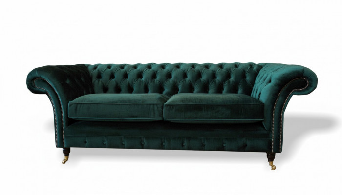 Klassesch Chesterfield Canapé Polstersofa Sofae Samt 3 Sëtzer Chester