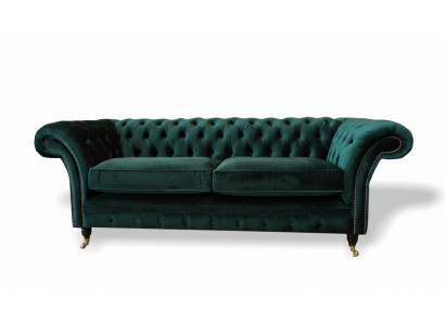 Klassesch Chesterfield Canapé Polstersofa Sofae Samt 3 Sëtzer Chester